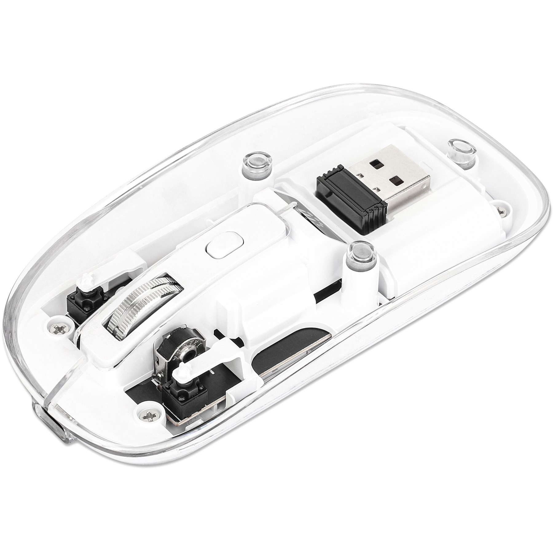 MANHATTAN Funkmaus USB-A 4Tasten RGB LED weiß transparent