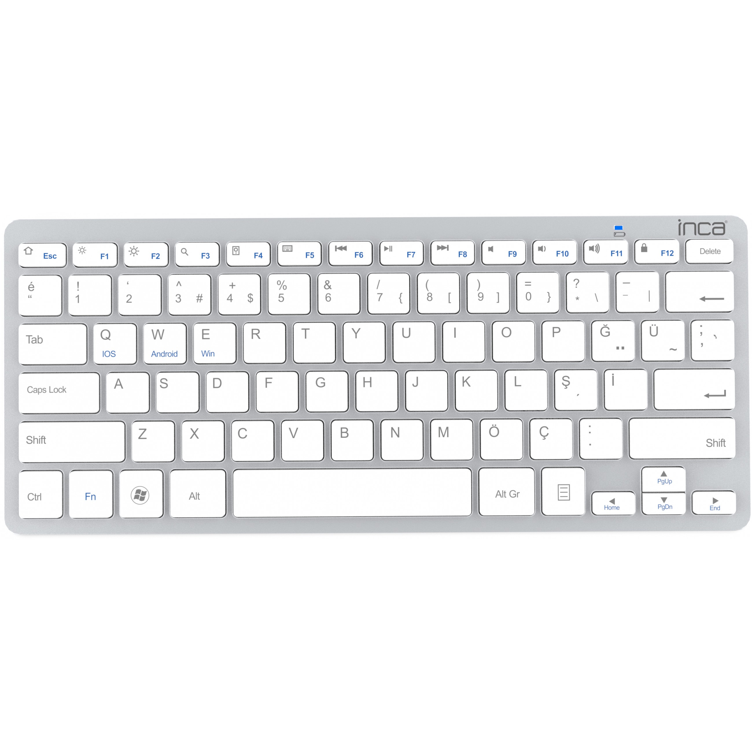 INCA Tastatur IBK-569BT BT 3.0 ultradünn, Multimedia, 10m silver