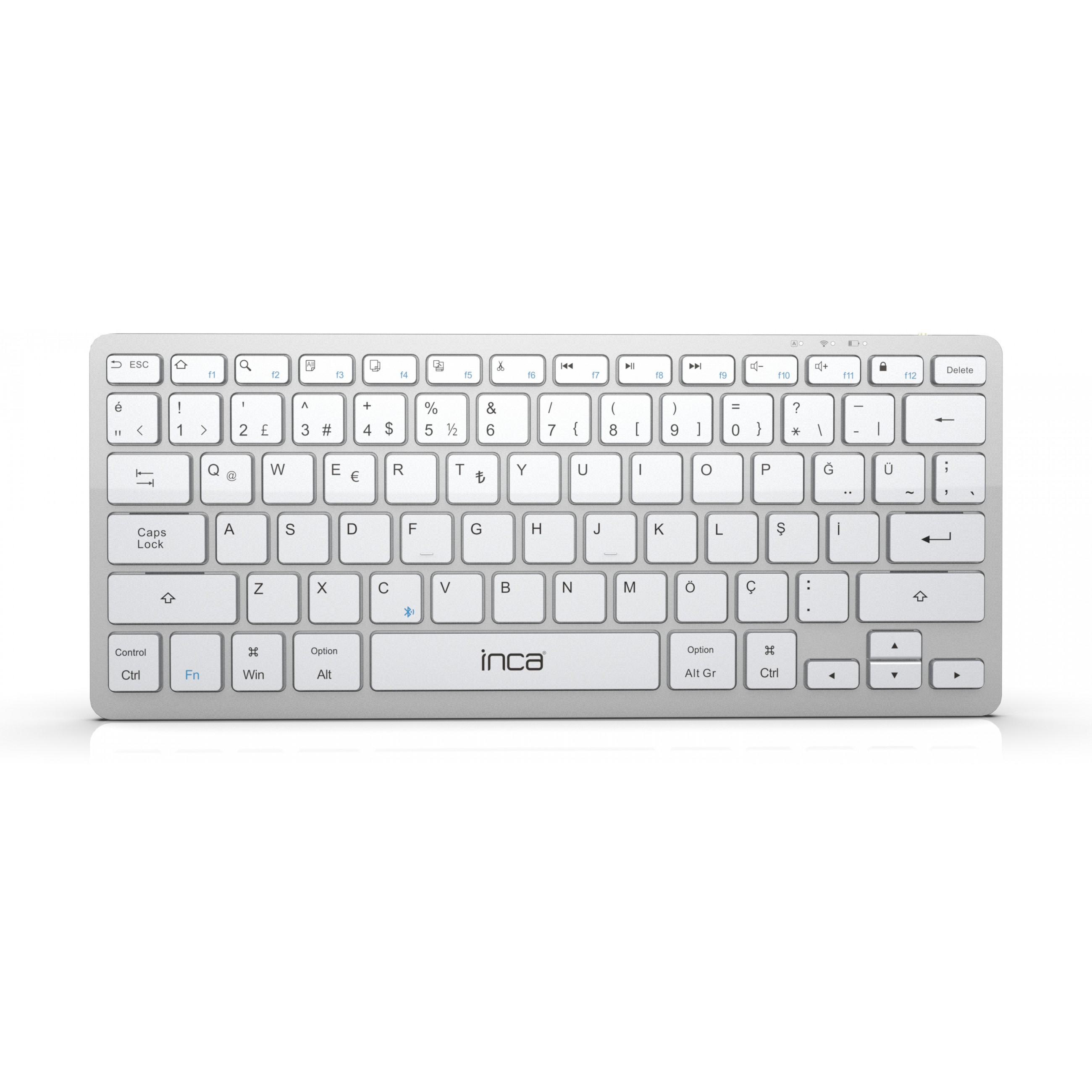 INCA Tastatur IBK-565BT BT 5.0, Smart, Akku 150Std, 8-10m silver