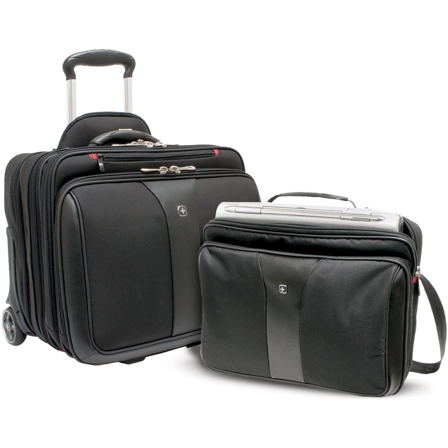 WENGER Patriot 2teiliges Buniness-Set 43.2cm 17Zoll Trolley schwarz - mit passendem Notebookkoffer 39cm 15.4Zoll