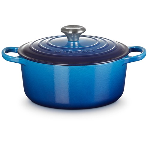 Le Creuset 21177242202430 Signature Gusseisen-Bräter mit Deckel, 24 cm, Azure