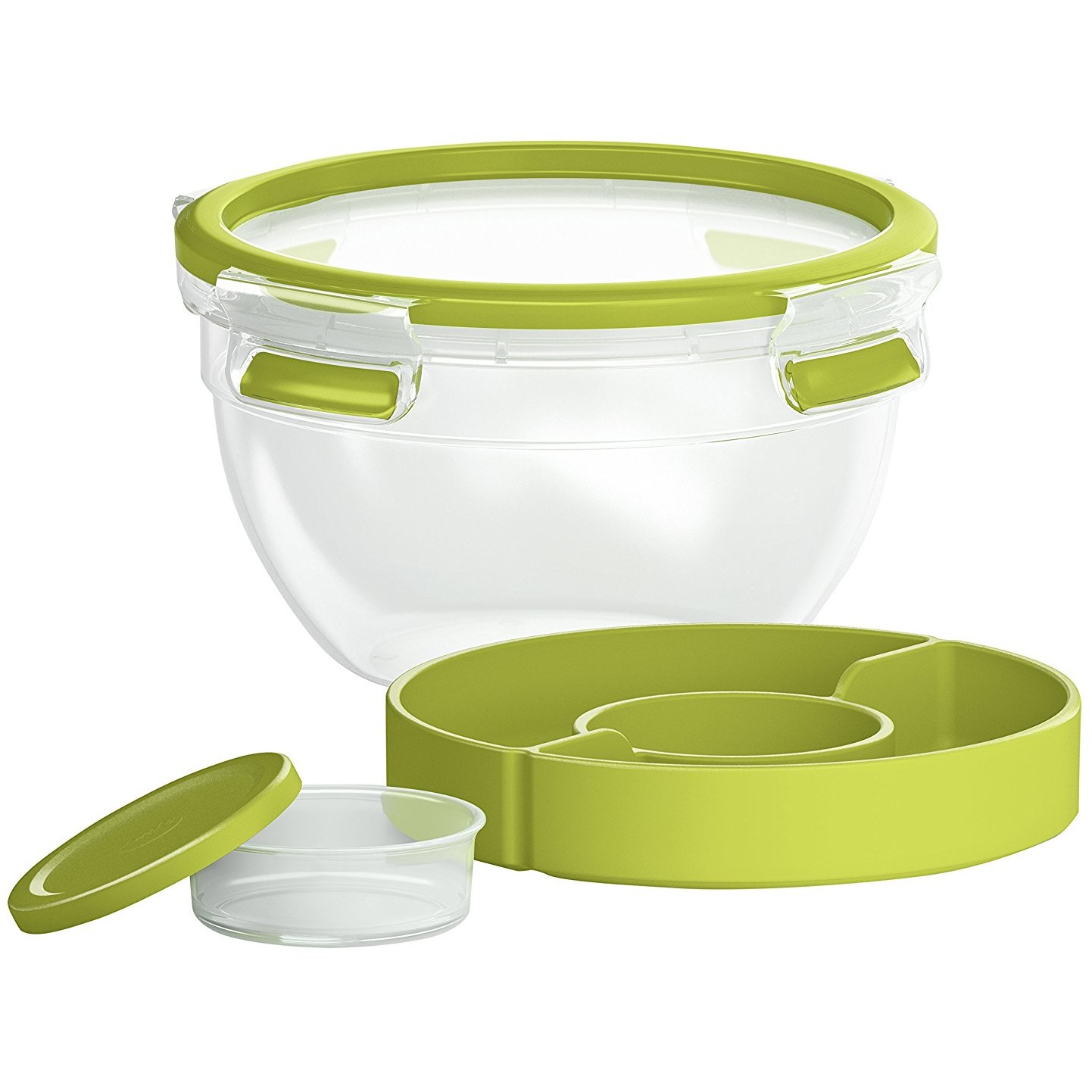 Emsa 518097 Salatbox mit 2 praktischen Einstzen und Deckel. Saladbox. Transpare