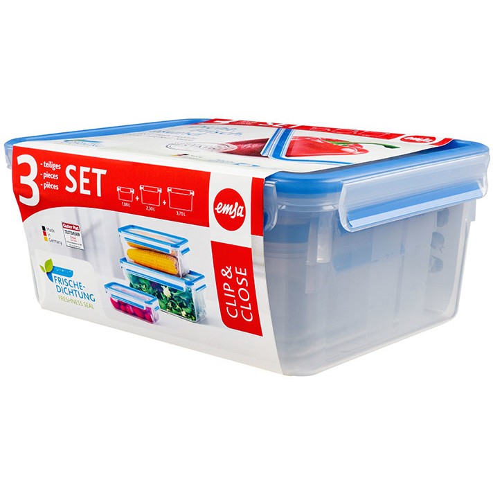 Emsa Frischhaltedosen Clip Close transparent blau Inhalt 3x 0.