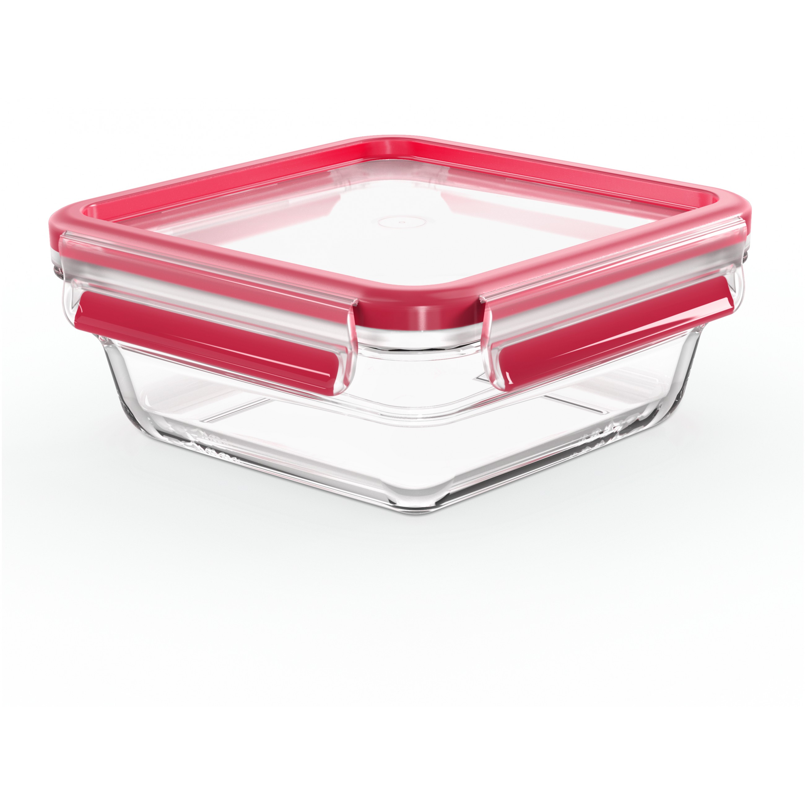 Emsa N10414 Clip & Close Glas Frischhaltedose quadratisch 0.8 L Transparent/Rot