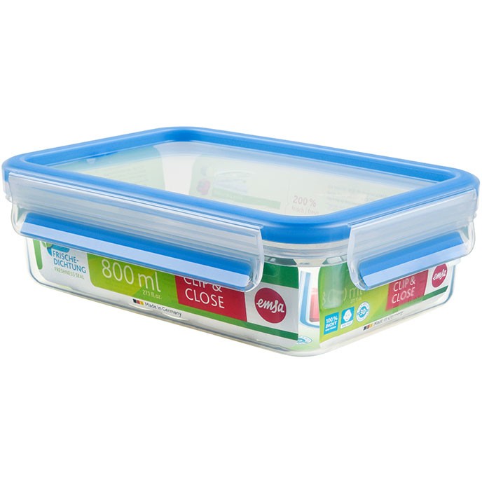 Emsa 508539 Rechteckige Frischhaltedose mit Deckel. Transparent/Blau