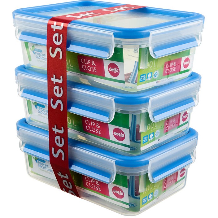 Emsa Frischhaltedose CLIP & CLOSE 3er Set. 1 l