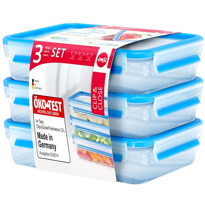 Emsa 515645 Food Clip & Close.Plastik. Transparent / Blau. 1.2 Liter.