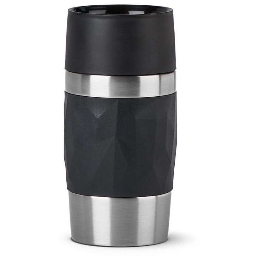 Emsa TRAVEL MUG Compact Thermobecher (schwarz/edelstahl, 0,3 Liter, Drehverschluss)