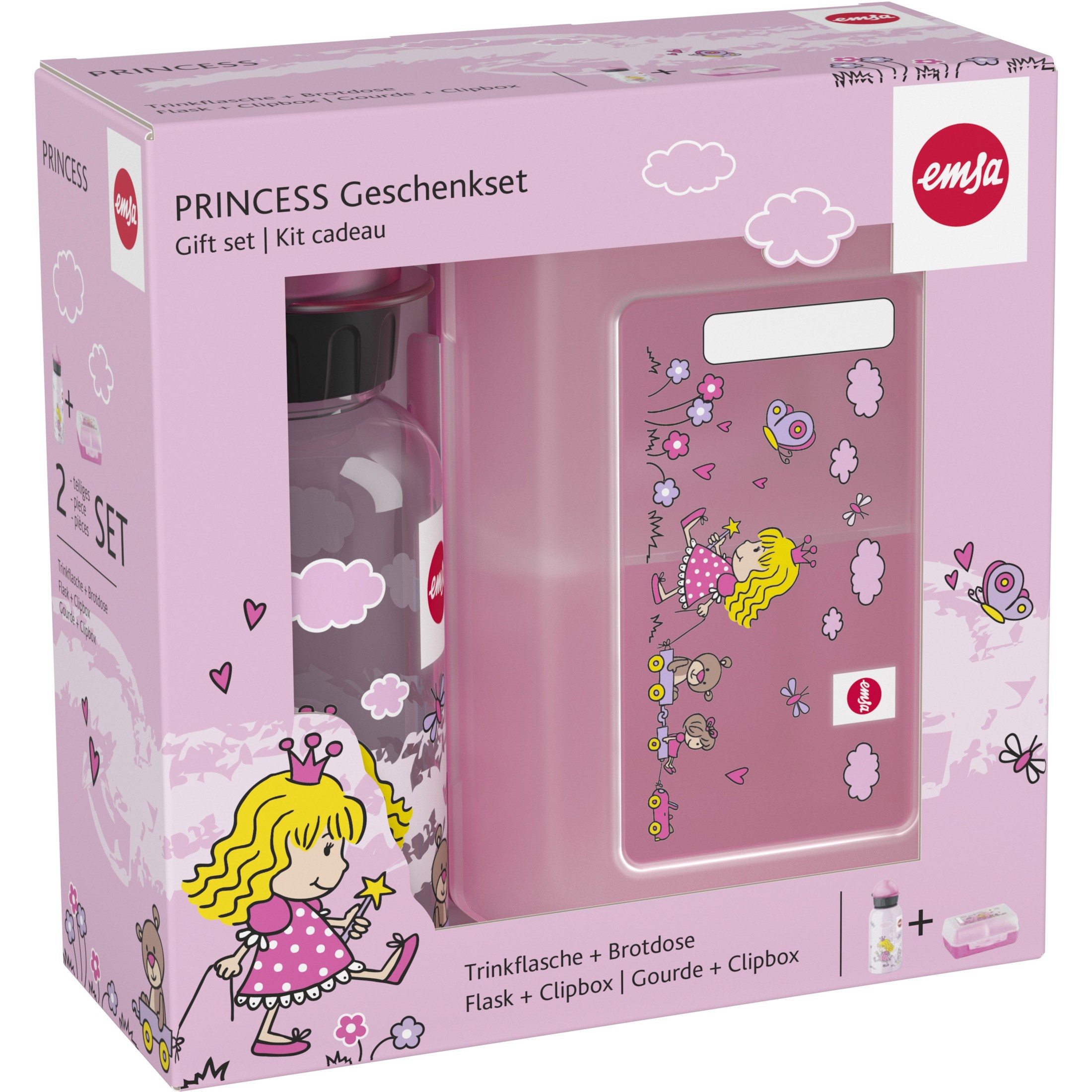 Emsa 518137 Tritan-Trinkflasche mit Brotdose Princess