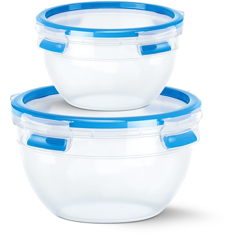 Emsa N1011600 Clip & Close Frischhaltedosen 2er Set rund. Transparent/Blau