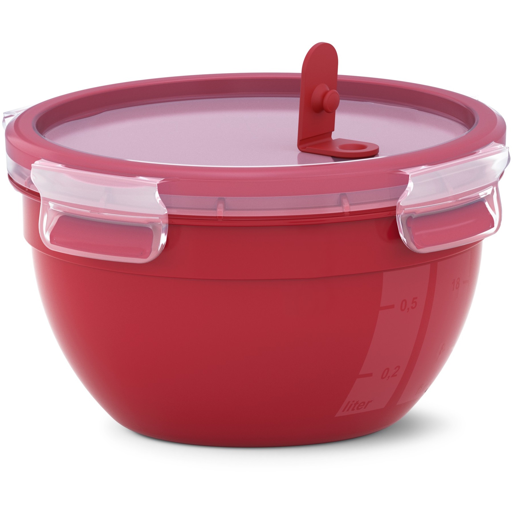 Emsa Mikrowellendose Clip & Micro N10605 Mikrowellenventil Rot/ Transparent