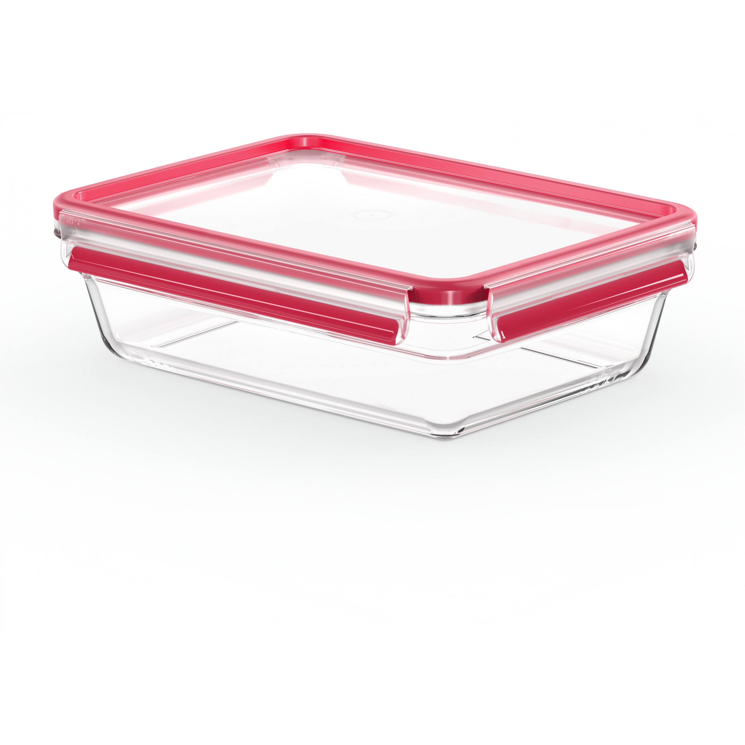 Emsa N10411 Clip & Close Glas Frischhaltedose 2 L Transparent/Rot