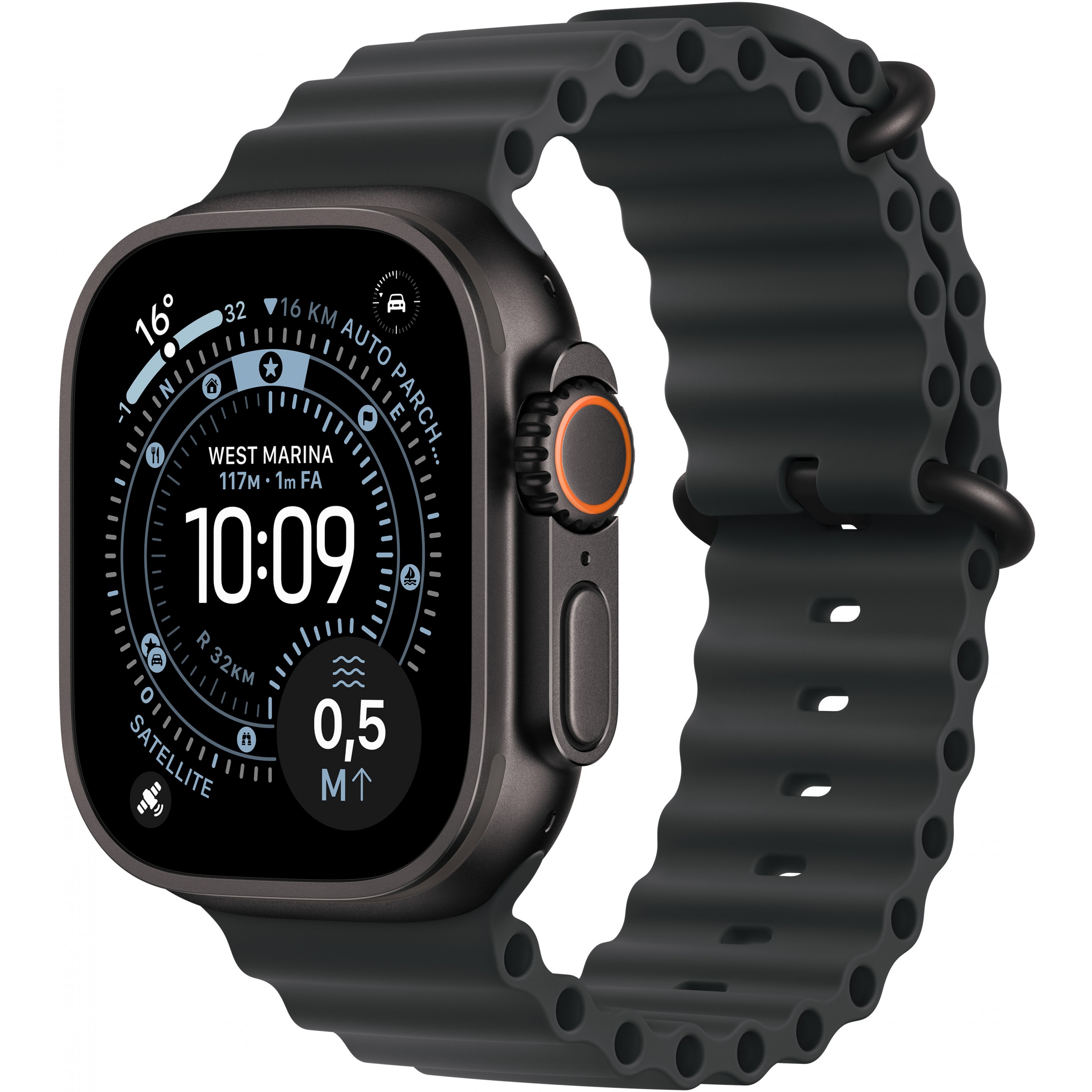 Apple Watch Ultra 3 Titanium Cellular 49mm Schwarz (Ocean Armband schwarz)