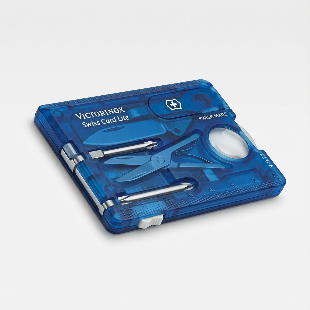 V-0.73 22.T2 Taschenmesser Swiss Card Lite, blau transparent