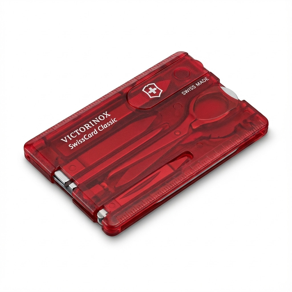 V-0.71 00.T Taschenmesser Swiss Card, rot transparent