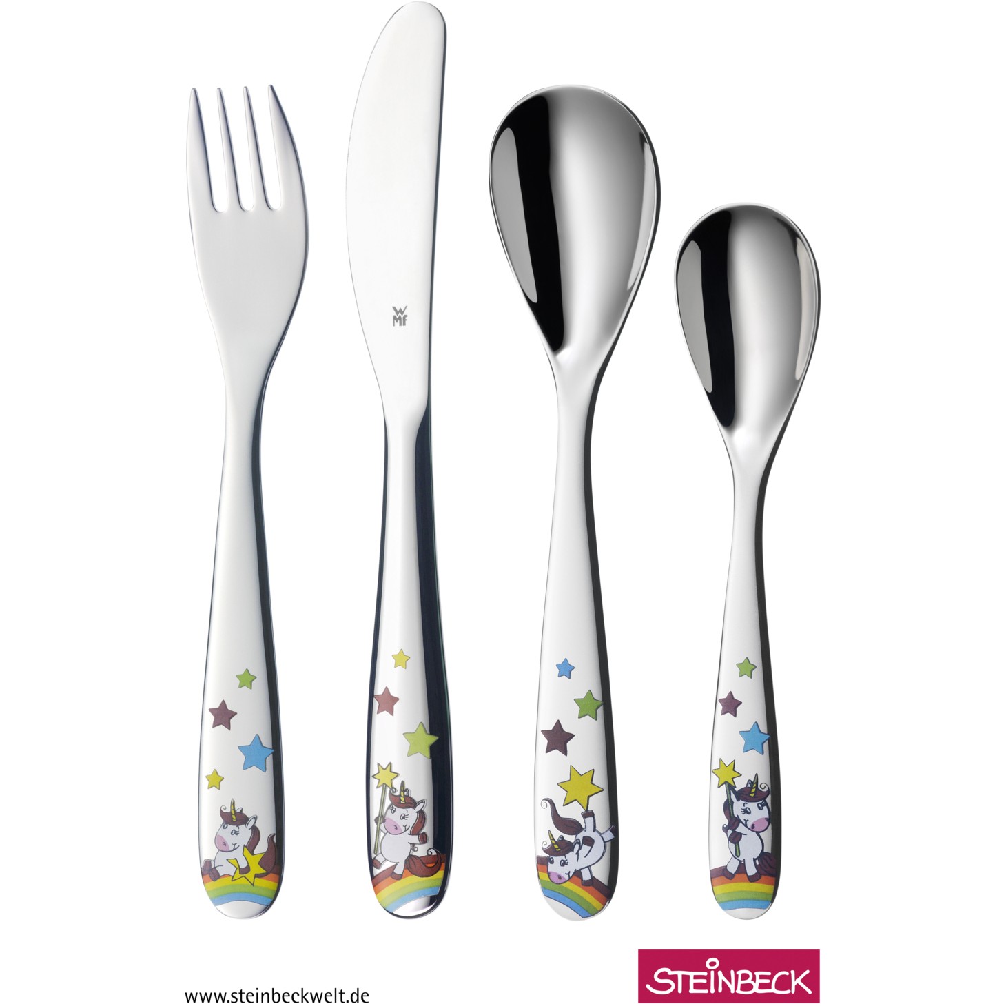 WMF 1286056040 Einhorn Kinderbesteck. 4-teilig. Cromargan