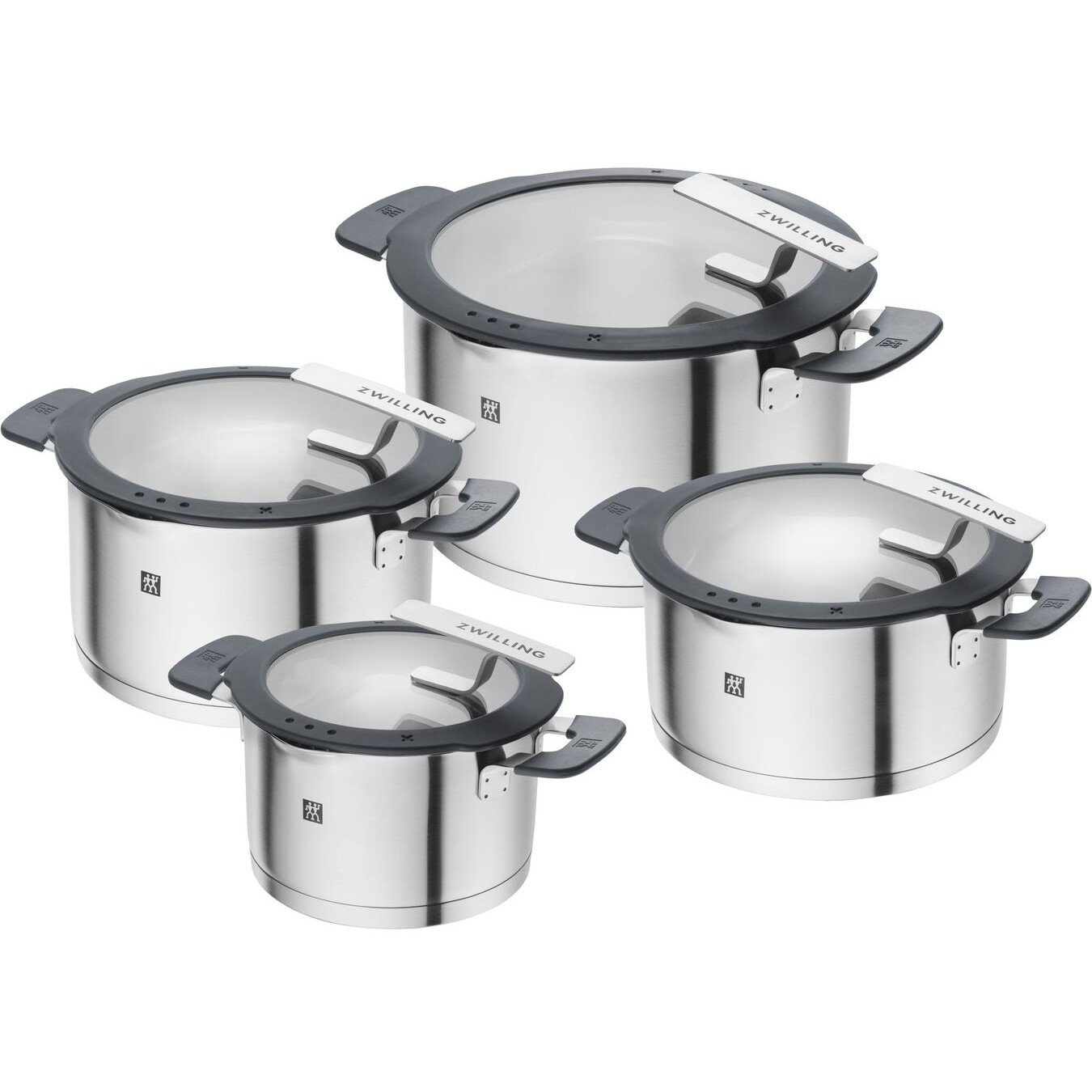 Zwilling 1009149 Simplify Edelstahl-Kochtopfset 4-teilig Silber-Schwarz