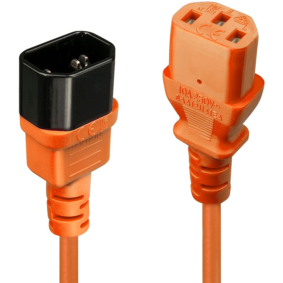 LINDY IEC-Netzverlängerung C14 - C13 orange 1m