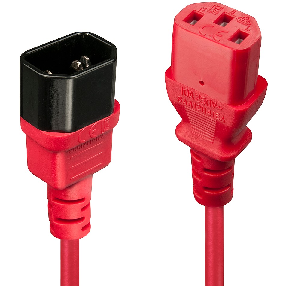 LINDY IEC-Netzverlängerung C14 - C13 rot 1m