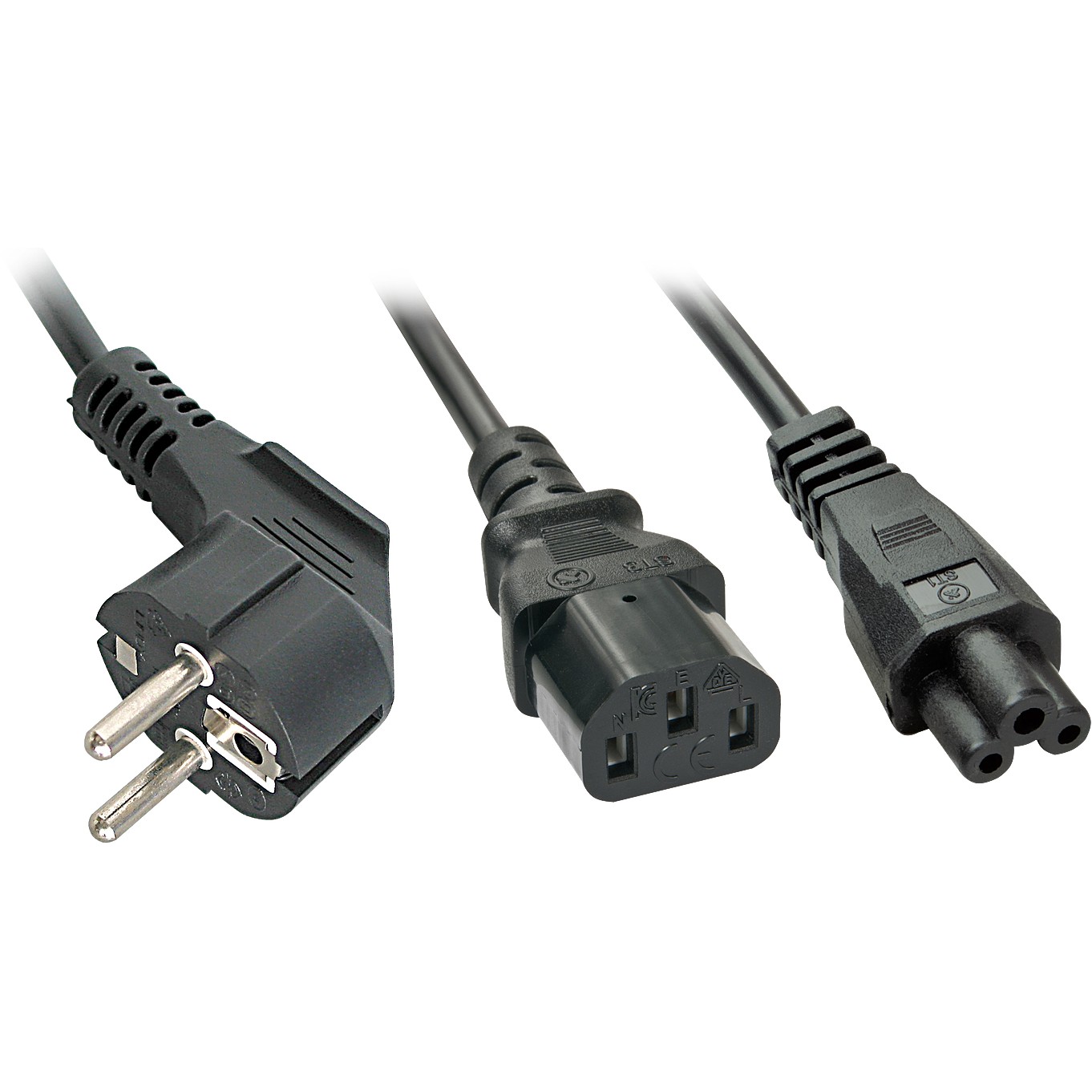 LINDY IEC-Y-Netzkabel an IEC C13 & C5 Schukostecker/C13 2m