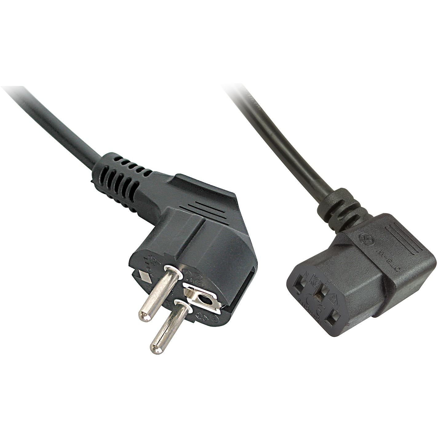 LINDY IEC-Netzkabel abgewinkelt Schuko an C13 2m