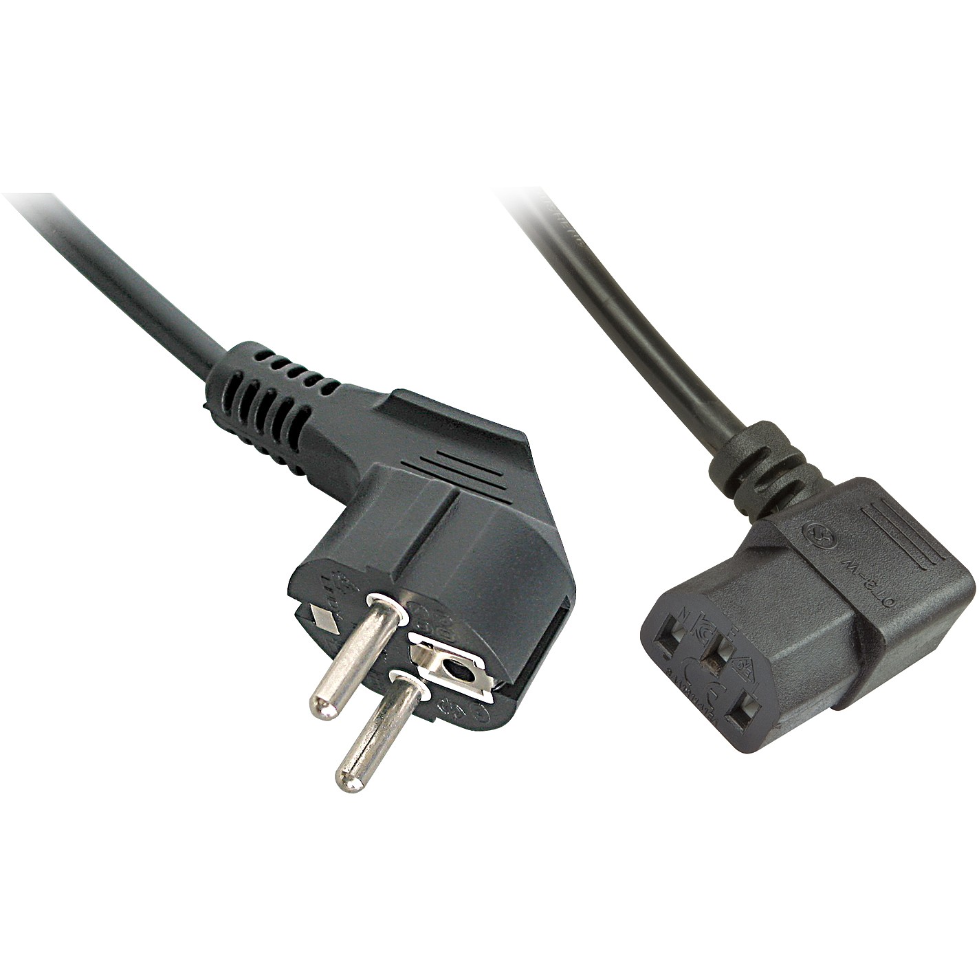 LINDY IEC-Netzkabel abgewinkelt Schuko an C13 3m