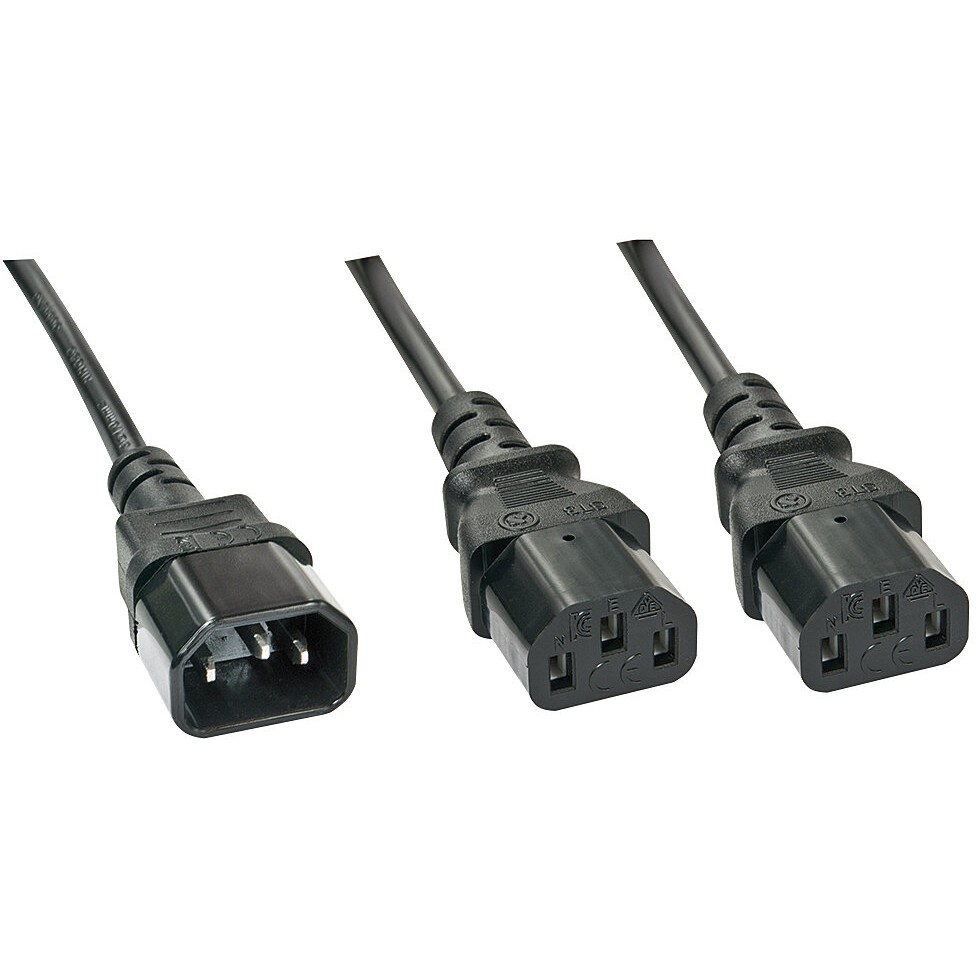 LINDY IEC-Netzkabel C14 an 2x IEC C13 1m