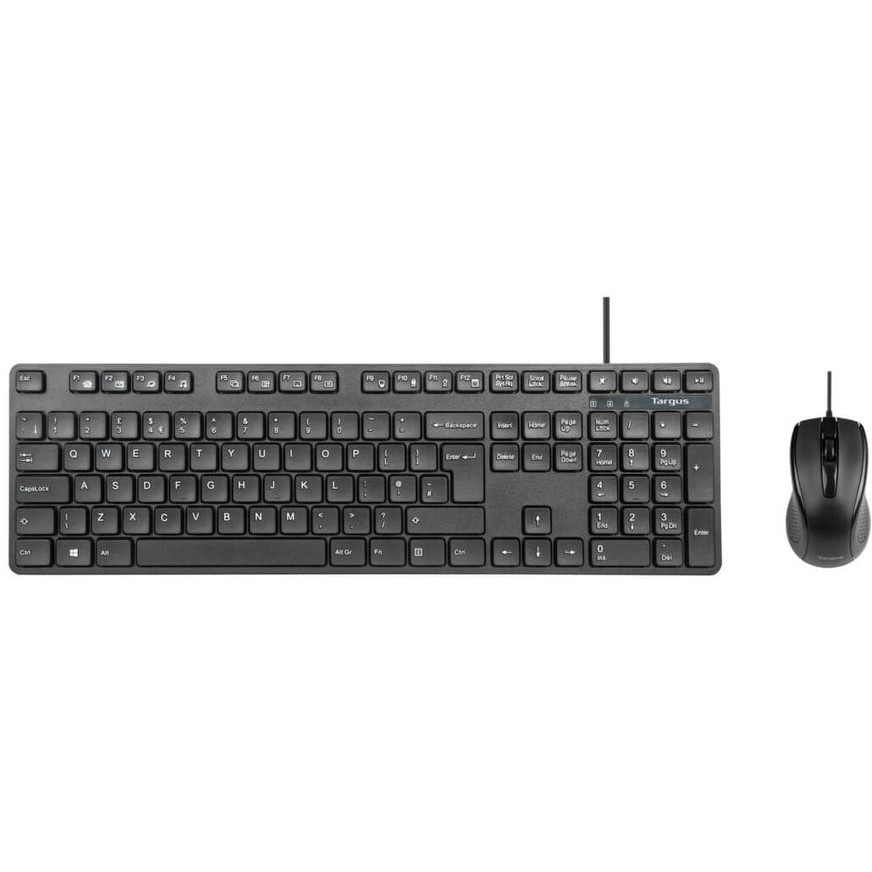 TARGUS - Tastatur-und-Maus-Set - full size - antimicrobial - USB - QWERTY - Spanisch - Schwarz