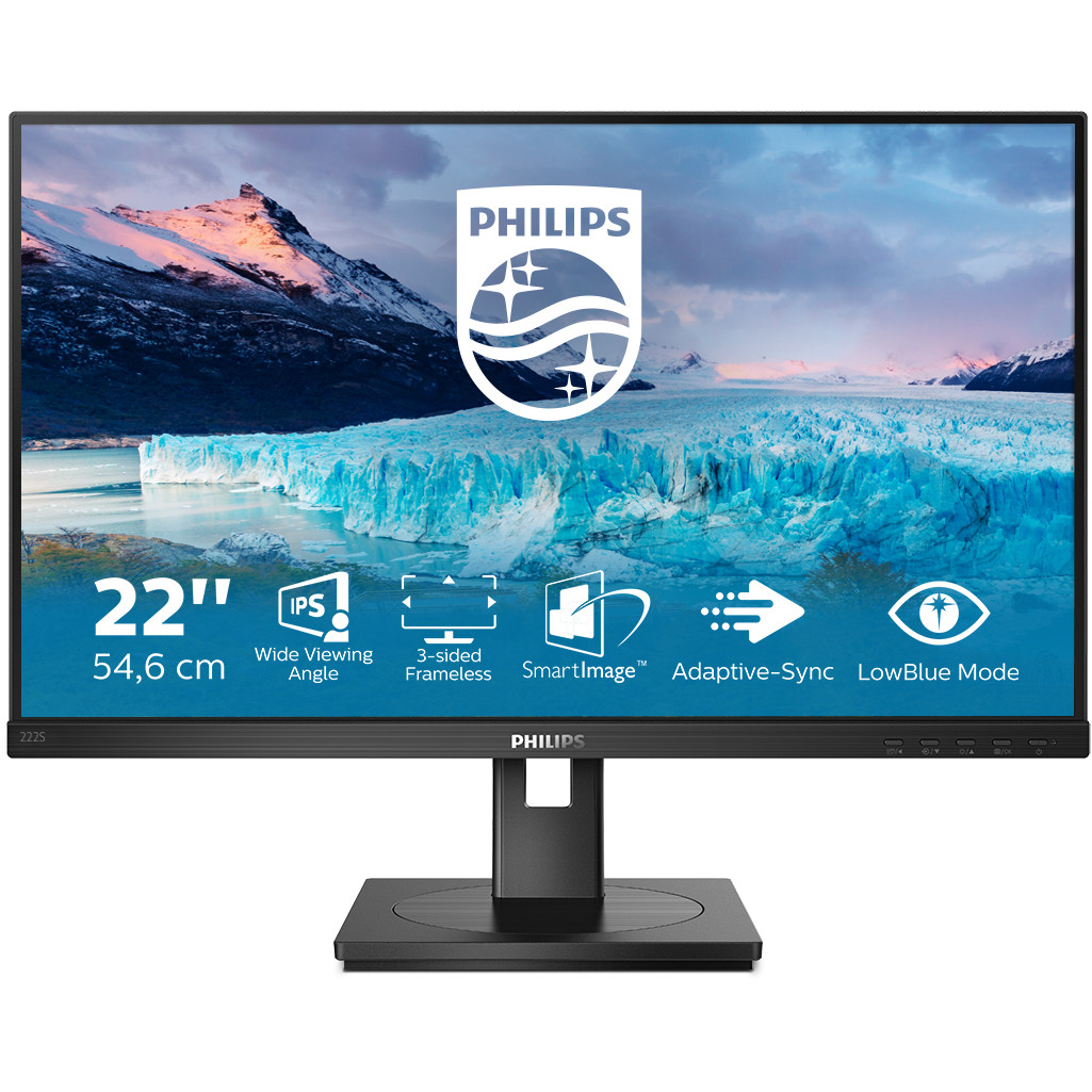 Philips S Line 222S1AE/00 - 54.6 cm (21.5 Zoll) - 1920 x 1080 Pixel - Full HD - LCD - 4 ms - Schwarz