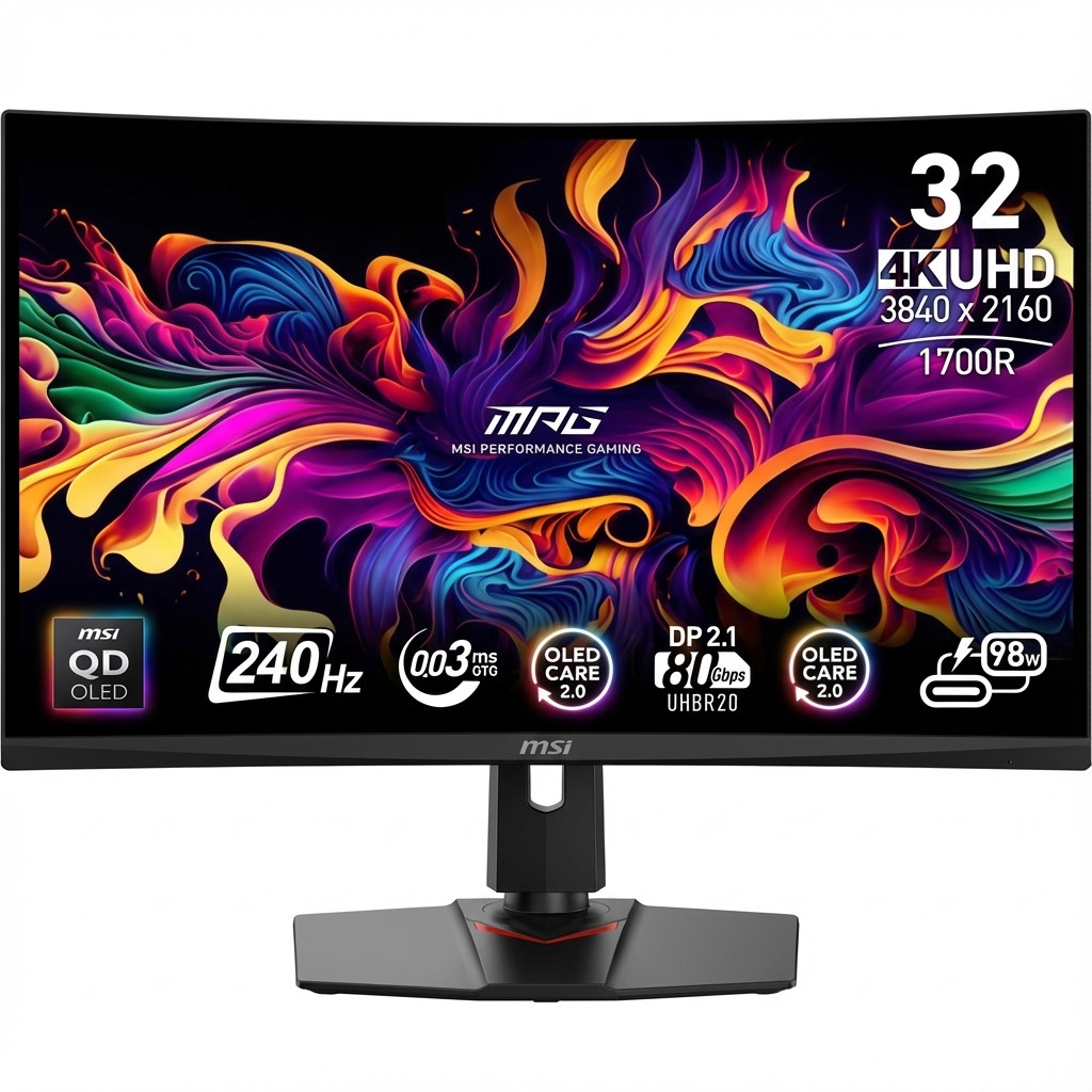MSI MPG 321URXDE QD-OLED (80 cm (31.5 Zoll), schwarz, UltraHD/4K, QD-OLED, Adaptive-Sync, USB-C, 240Hz Panel)
