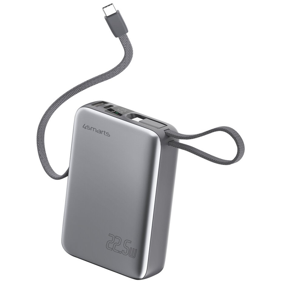 4smarts Powerbank Pocket Dual Cord 20000mAh 22.5W, spacegrau