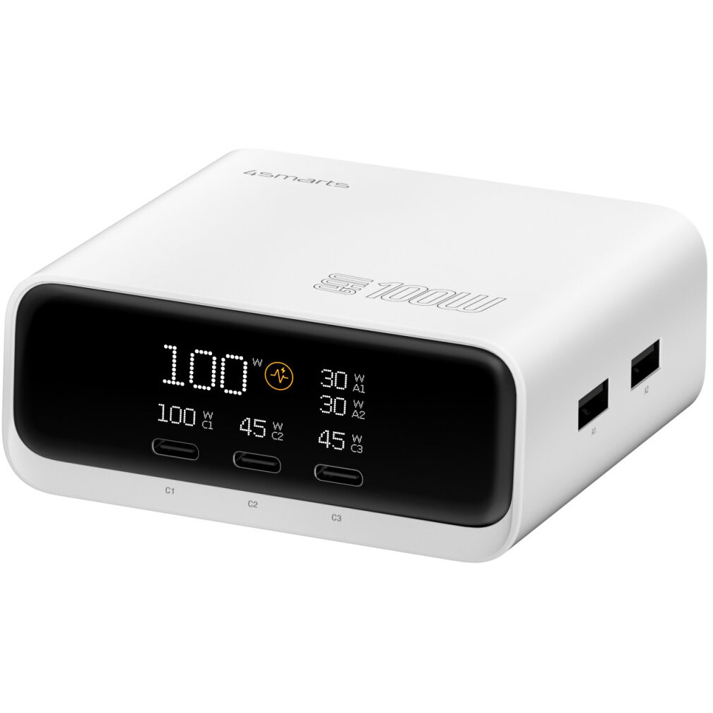 4smarts Desk Charger GaN Screen 100W 3C+2A, wei