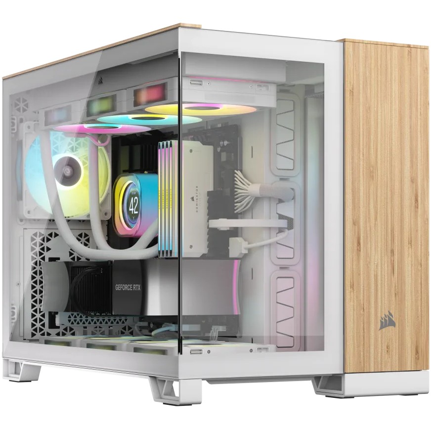 CORSAIR mATX 2500X (Tempered Glass) White/Bamboo Wood