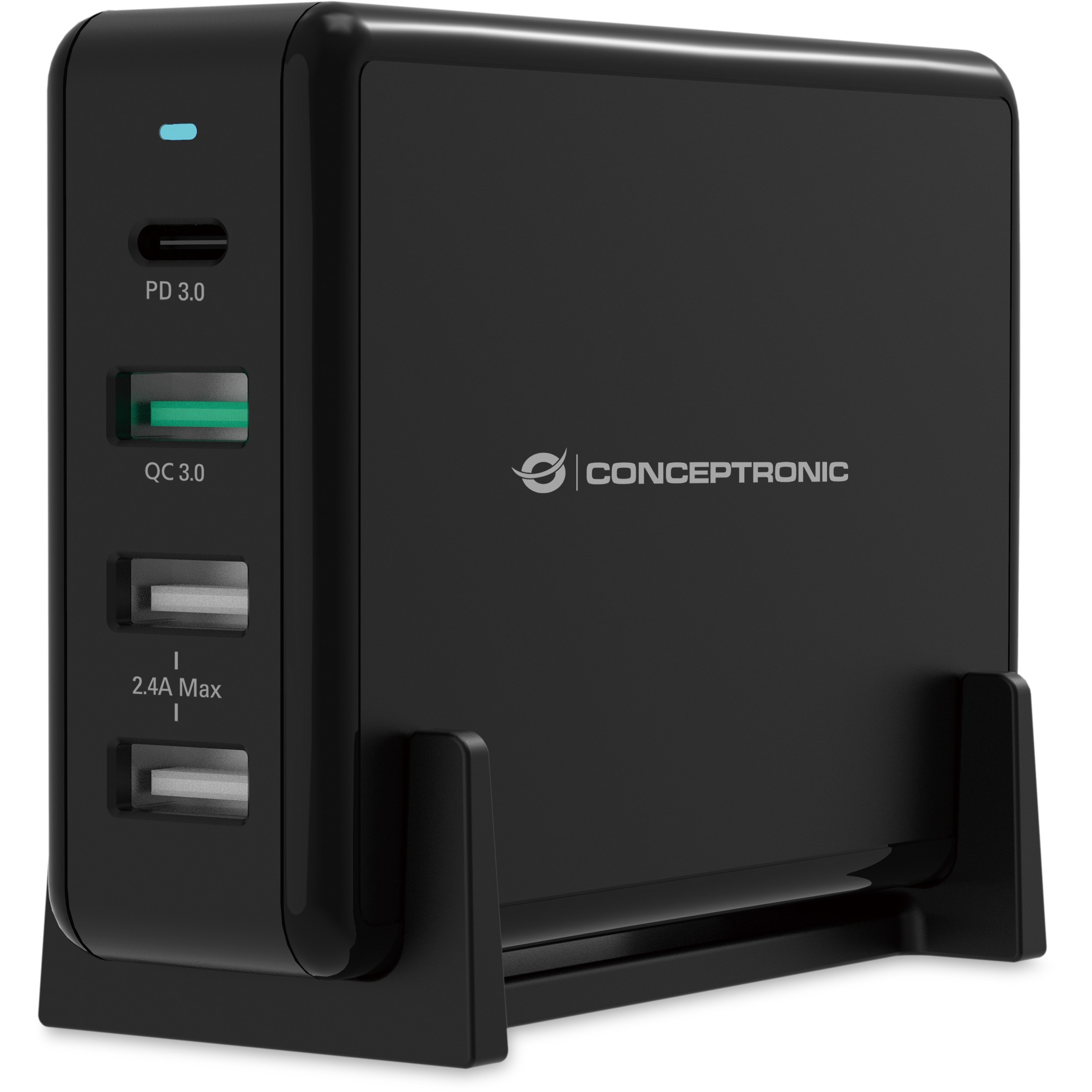 CONCEPTRONIC Ladegerät 4Port 3xUSB-A/1xC Desk 65WPD3.0 sw