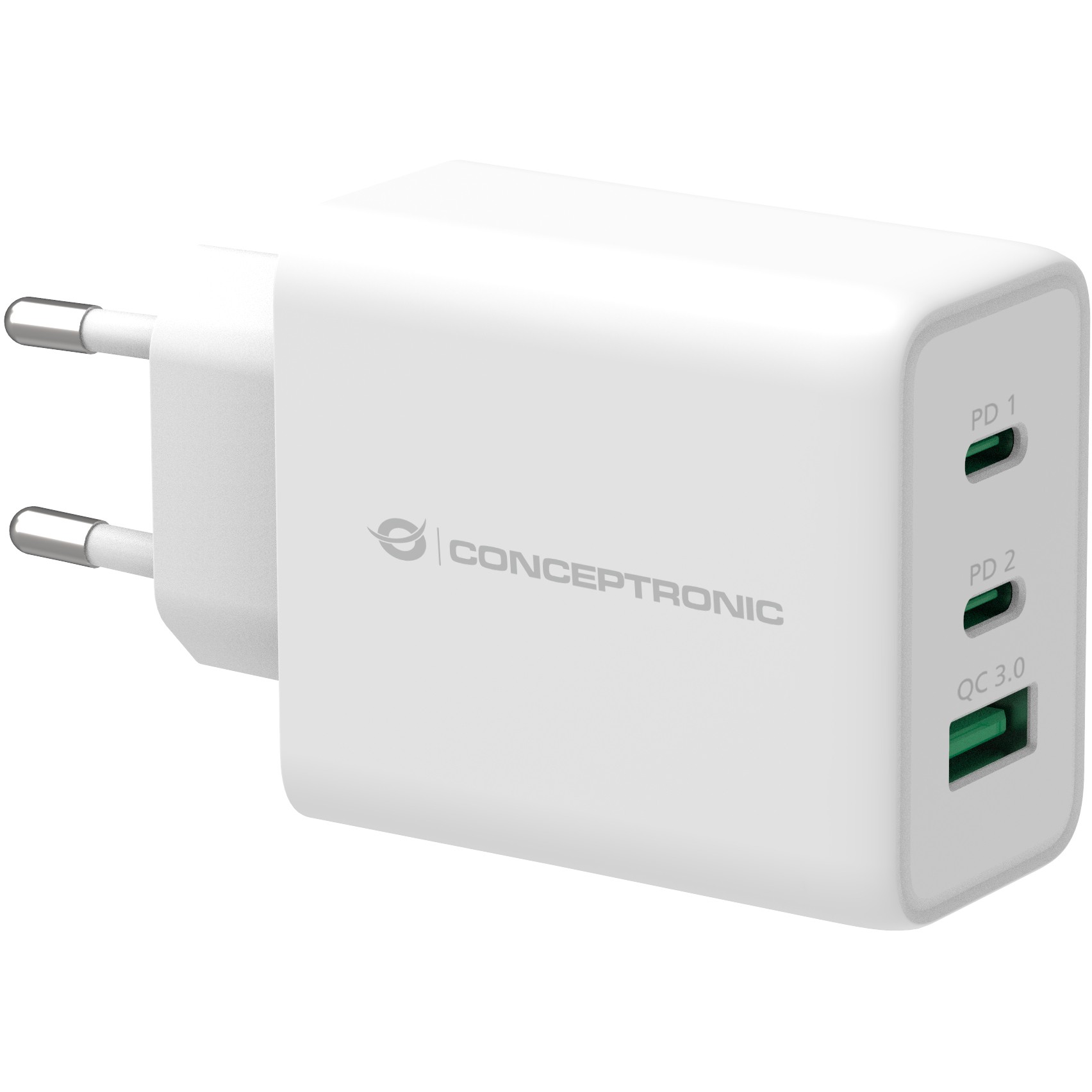 CONCEPTRONIC Ladegerät 3Port GaN 2xUSB-C/1xA 65WPD3.0 ws