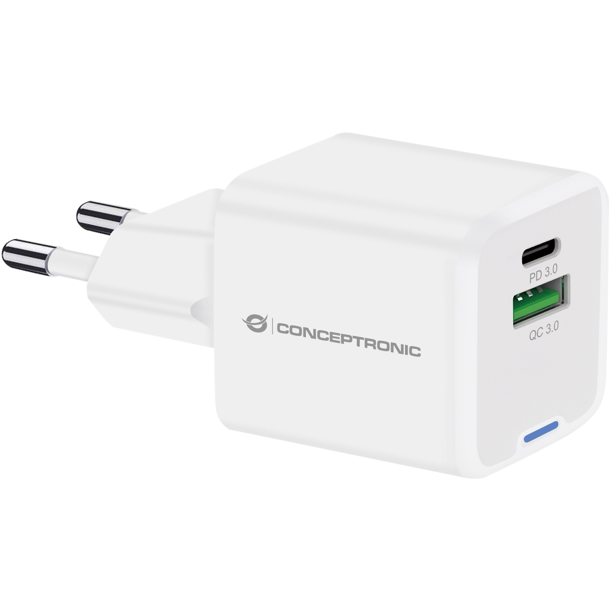 CONCEPTRONIC Ladegerät 2Port GaN USB-C/-A 20WPD3.0/PPS ws