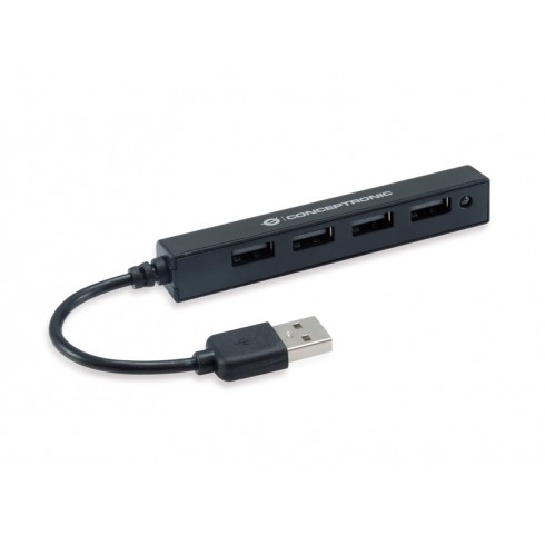 CONCEPTRONIC 4-Port Hub USB-A2.0->4xA2.0 schlank o.Netz. sw