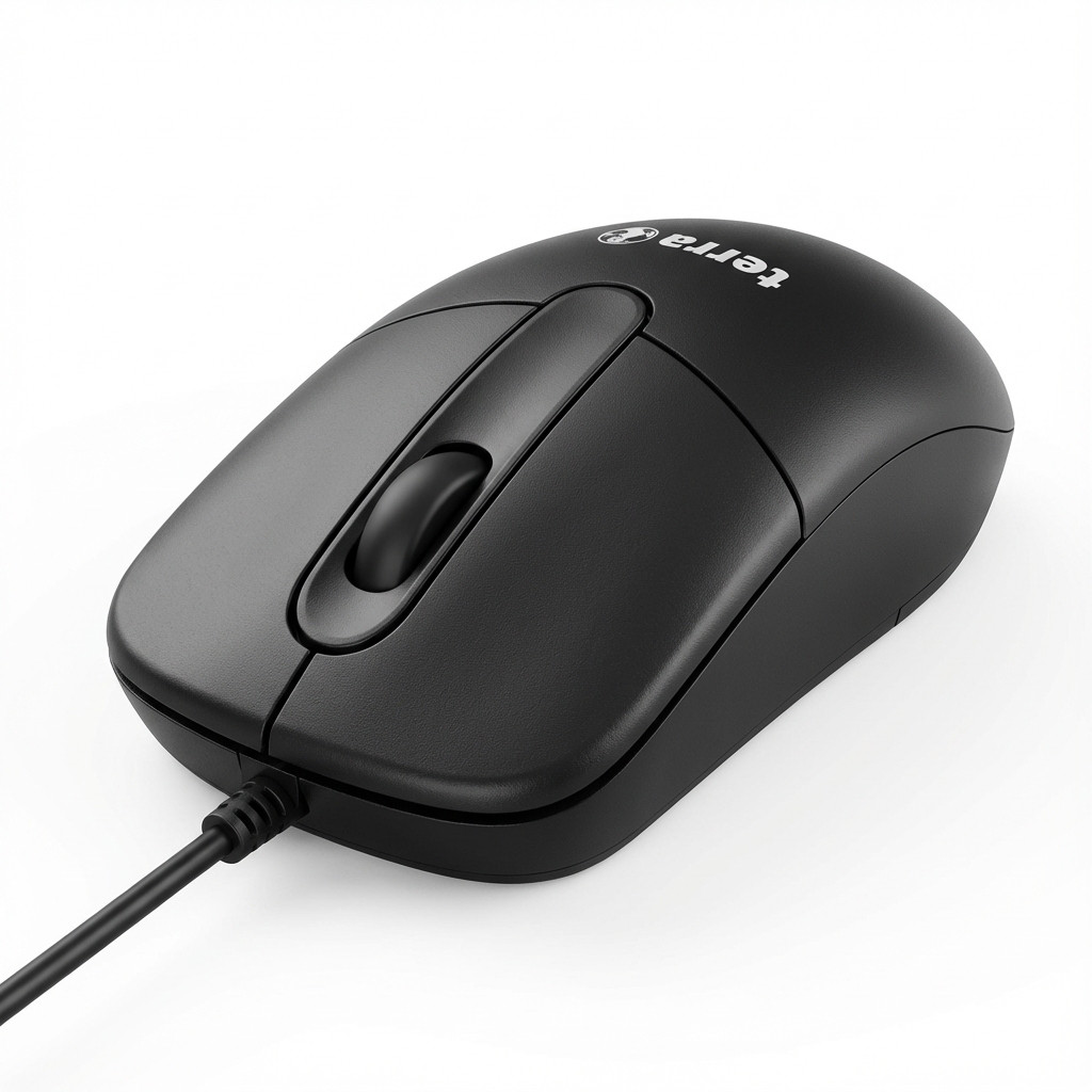 Wortmann TERRA Mouse 1500 Corded USB black 3 Tasten, symmetrisch, mit Kabel, 1,80 m