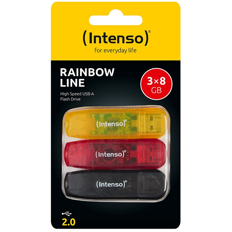 STICK Intenso Rainbow Line 8GB USB Stick 2.0 Multipack x3 bunt