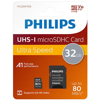 CARD Philips MicroSDHC Card 32GB Class 10 UHS-I U1 incl. Adapter