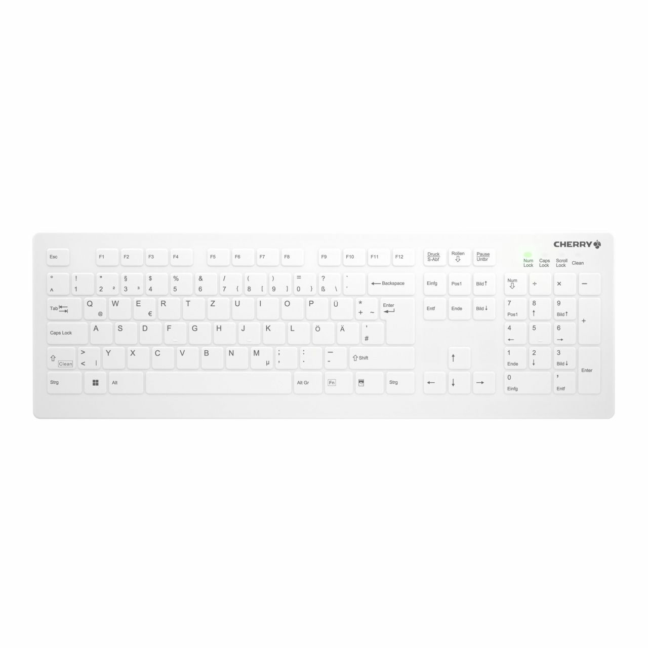 Cherry Medical Wireless AK-C8112F-FU1-W/GE - wischdesinfizierbar - 105 Tasten - deutsch - weiß