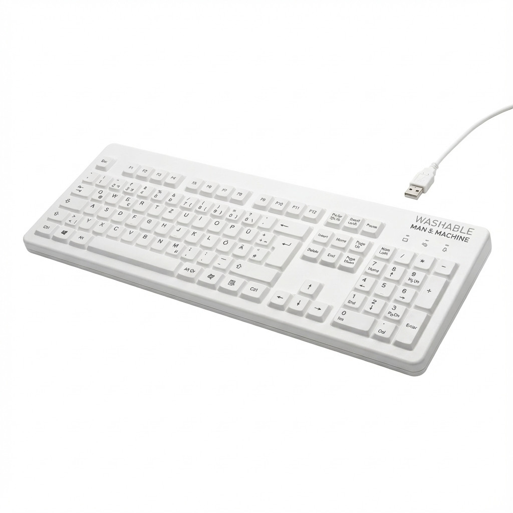 MAN&MACHINE Very Cool DE white Hygienetastatur abwaschbar,104T.,DE