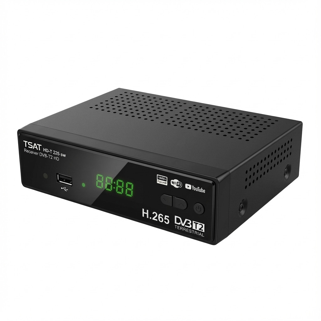 TSAT HD-T 225 sw Receiver DVB-T2 HD HDMI Scart USB EPG