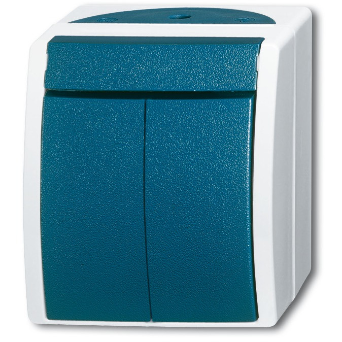 BUSCH JAEGER Ocean - Wippschalter Wassergeschützt 2-fach - AP *grau/blaugrün*