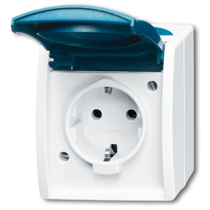 BUSCH JAEGER Ocean - Steckdose Klappdeckel 1-fach - AP *grau/blaugrün*