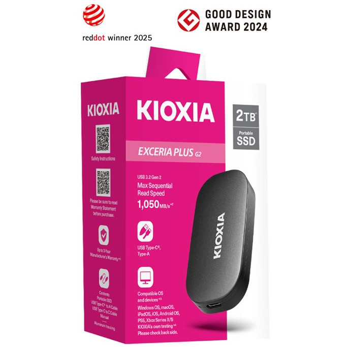 KIOXIA EXCERIA PLUS G2 2000GB Portable USB 3.2 Gen2 Type C