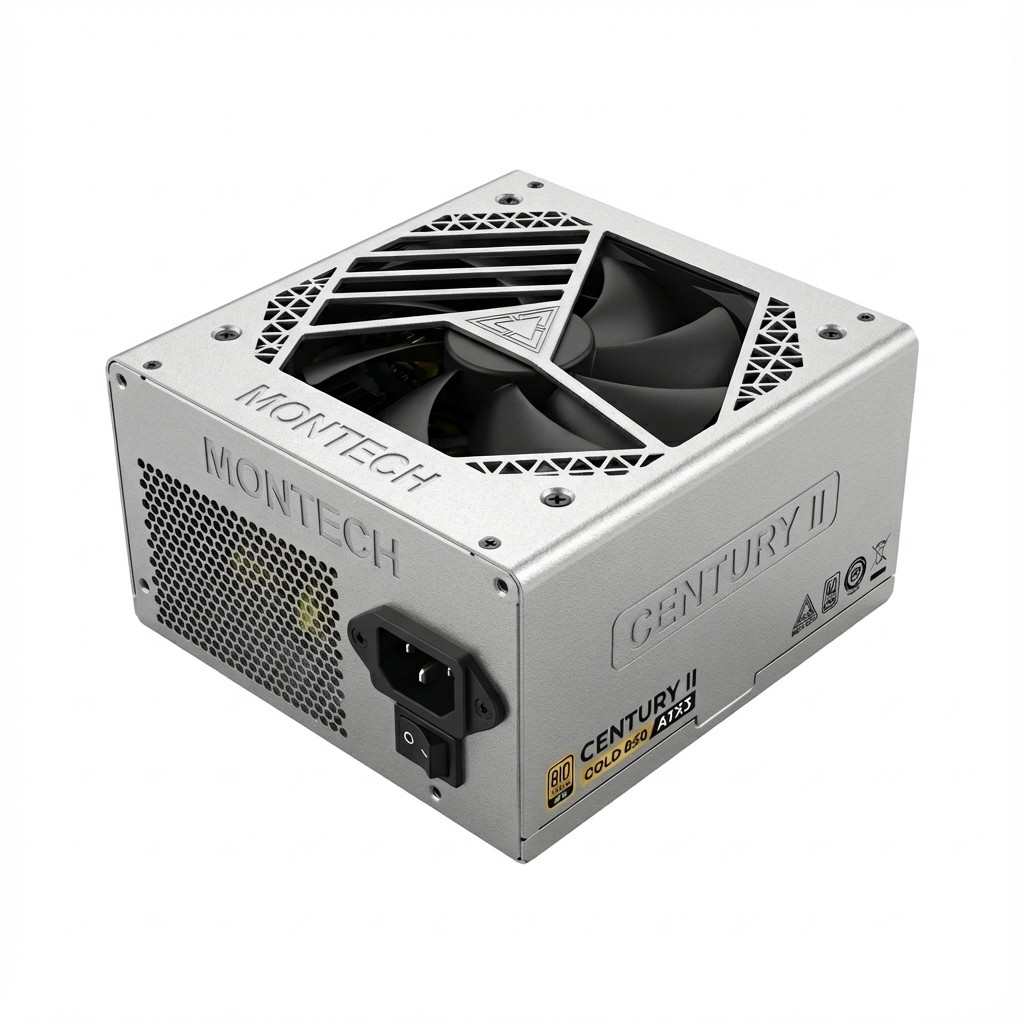 850W Montech CENTURY II 850 (silber, 1x 12-Pin High Power GPU, 4x PCIe, Kabelmanagement, 850 Watt)