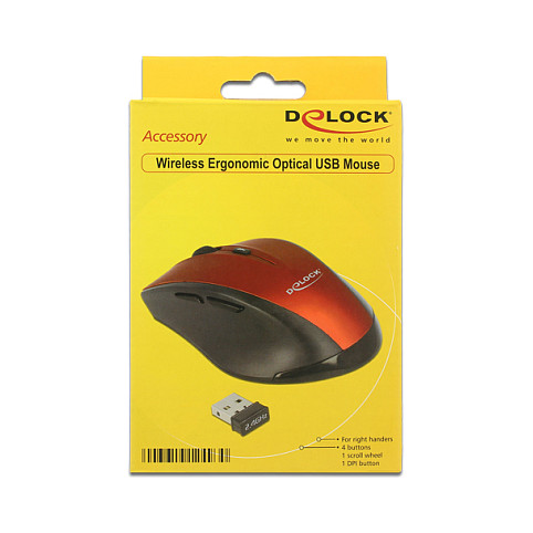 DELOCK Maus Ergonomische optische 5-Tasten Maus 2,4 G