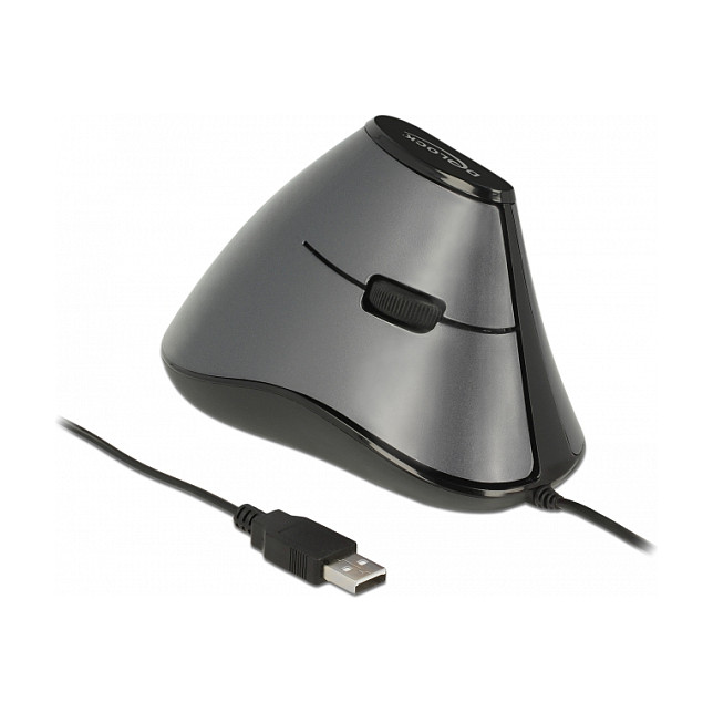 DELOCK ergonom. Maus vertikal optisch 5-Tasten + 1.8m Kabel