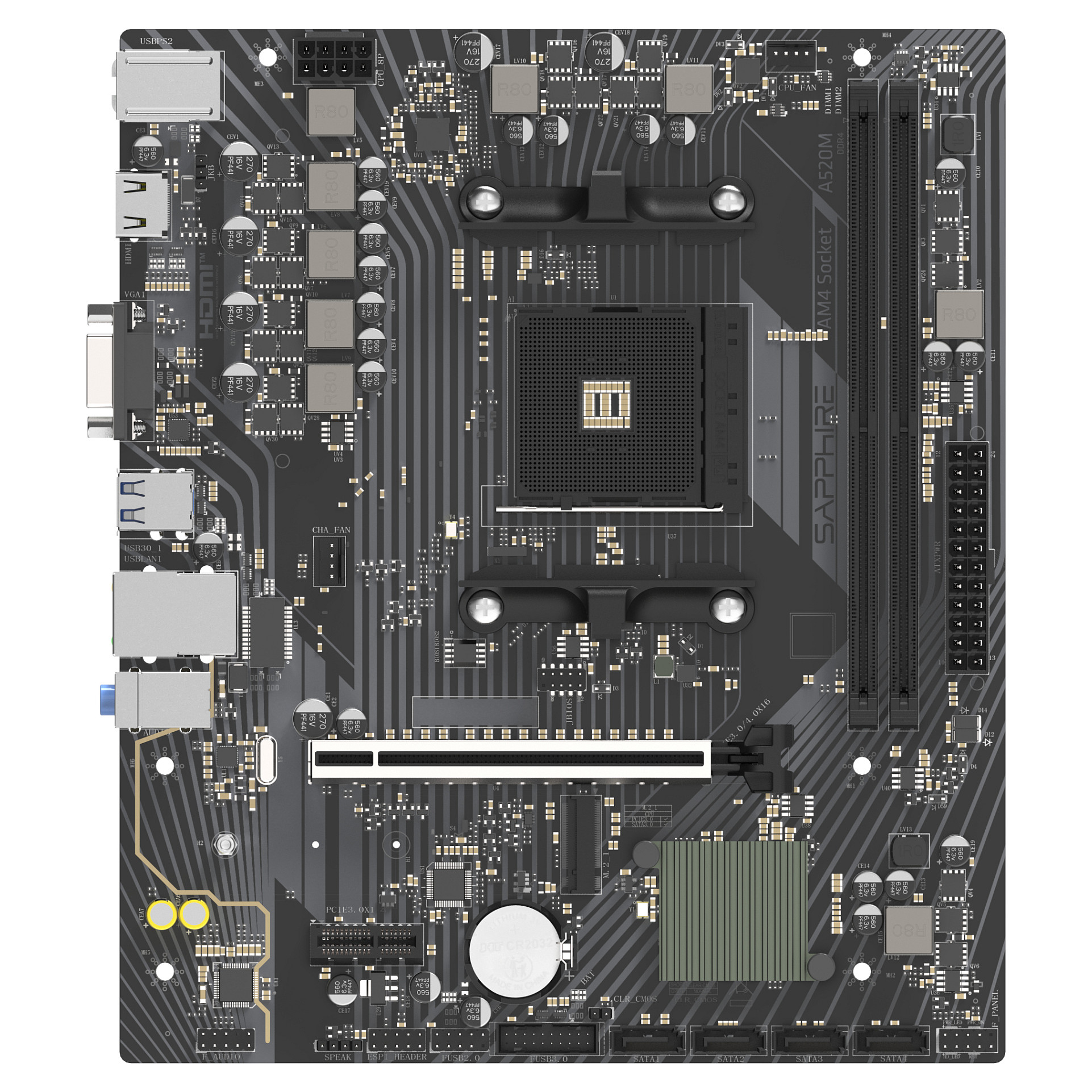 AM4 SAPPHIRE A520M-E Mainboard Sockel AM4